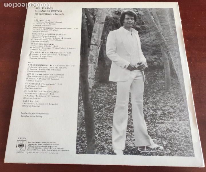Discos de vinilo: JOE DASSIN - GRANDES EXITOS EN CASTELLANO Y FRANCES - LP - Foto 2