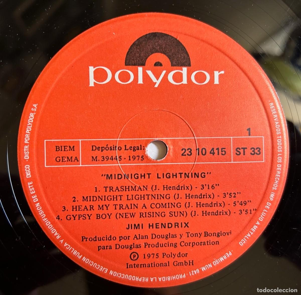 Discos de vinilo: Jimi Hendrix &lrm;&ndash; Midnight Lightning. Estado. Vg / Good. 1975 - Foto 3