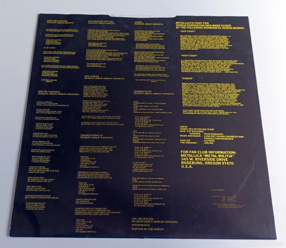Discos de vinilo: LP METALLICA - RIDE THE LIGHTNING - Foto 7