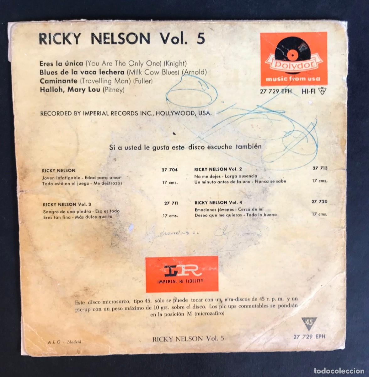 Discos de vinilo: RICKY NELSON - Vol. 5 - EP 1961 - POLYDOR - Foto 2
