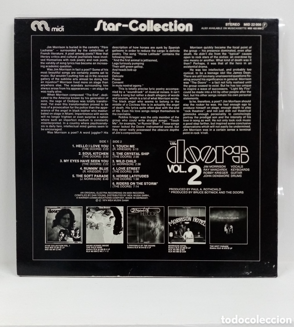 Discos de vinilo: THE DOORS &rdquo;STAR COLLECTION&rdquo; VOL. II COMP. GERMANY 1972 - Foto 2