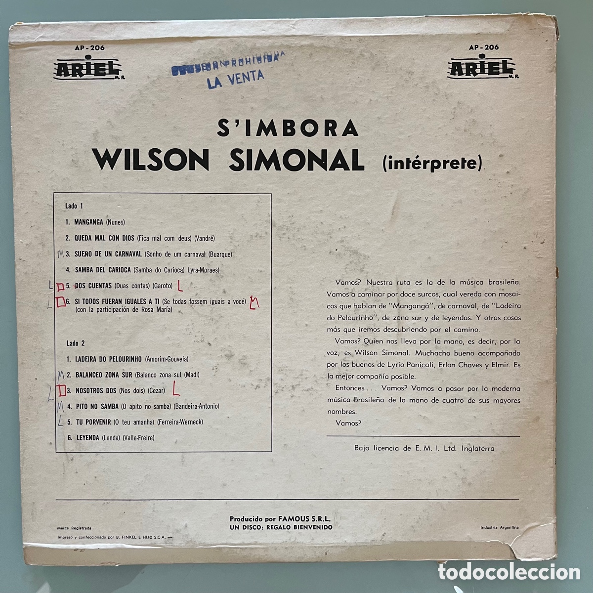 Discos de vinilo: Wilson Simonal &lrm;&ndash; Simbora . Bossanova, Samba - Foto 2