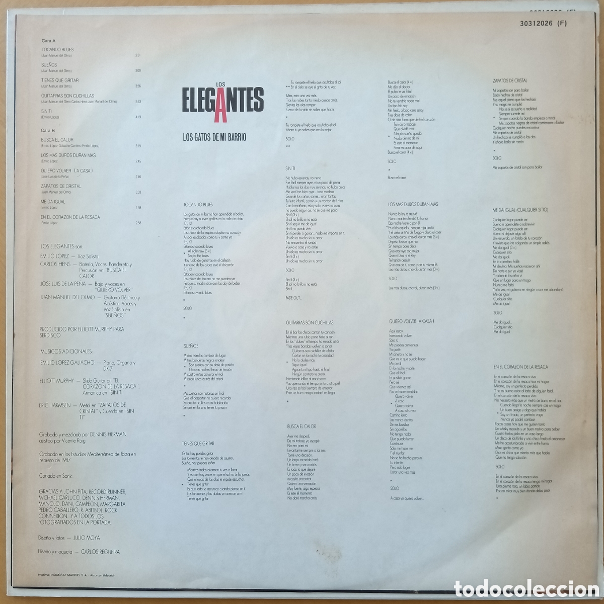 Discos de vinilo: Los Elegantes - Los gatos de mi barrio, 1987 - Foto 4