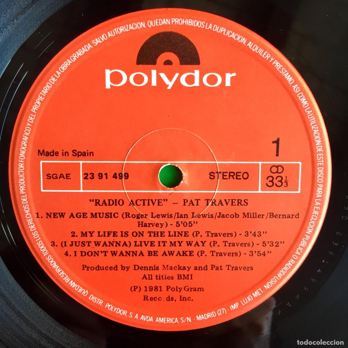 Discos de vinilo: PAT TRAVERS : RADIO ACTIVE [POLYDOR - ESP 1981] LP - Foto 3