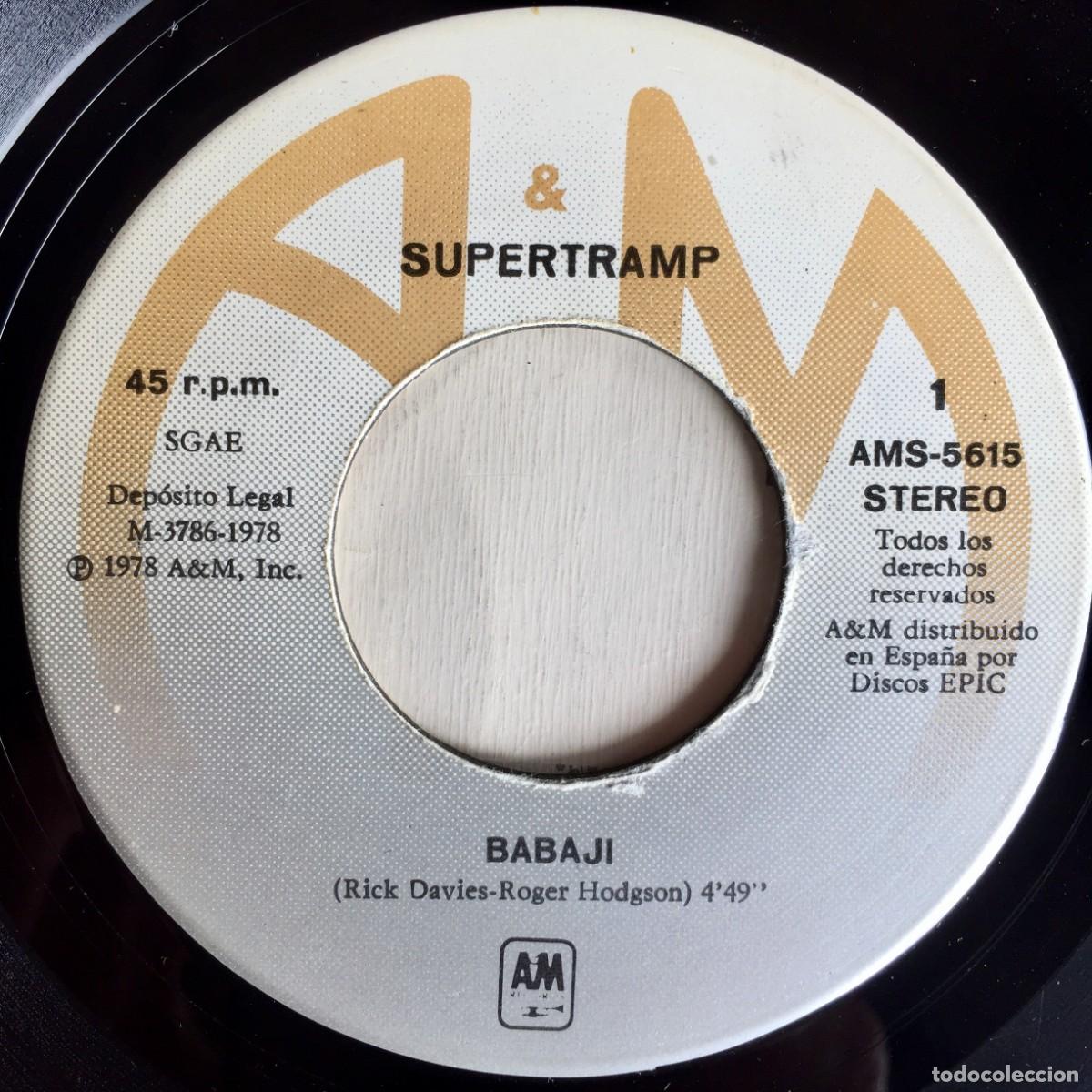 Discos de vinilo: SUPERTRAMP : BABAJI / FROM NOW ON [A&M - ESP 1978] 7&rdquo; - Foto 3