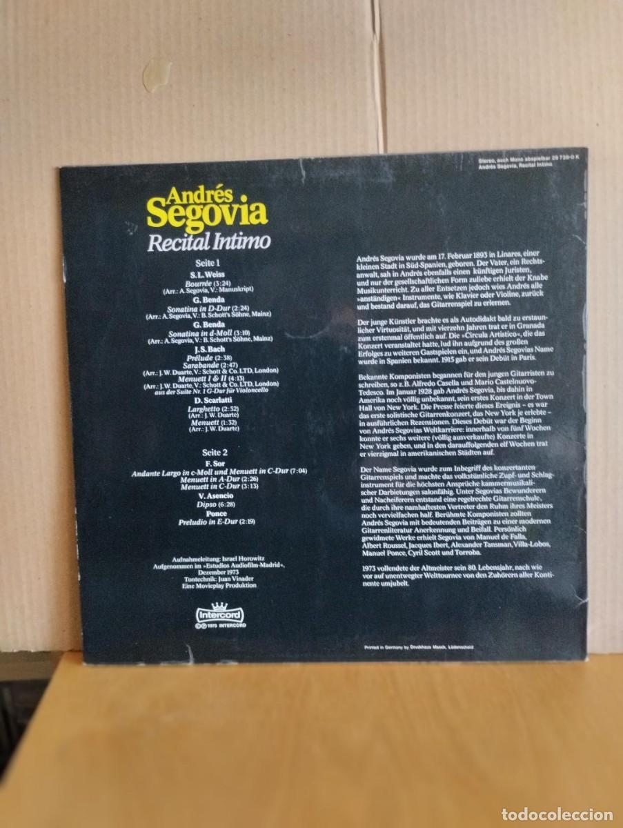 Discos de vinilo: ANDRES SEGOVIA ---- RECITAL INTIMO - Foto 2