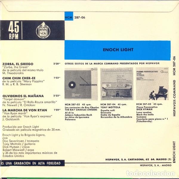 Discos de vinilo: SINGLE DE VINILO ENOCH LIGHT Y SU ORQUESTA TEMAS DE PELICULA - Foto 2