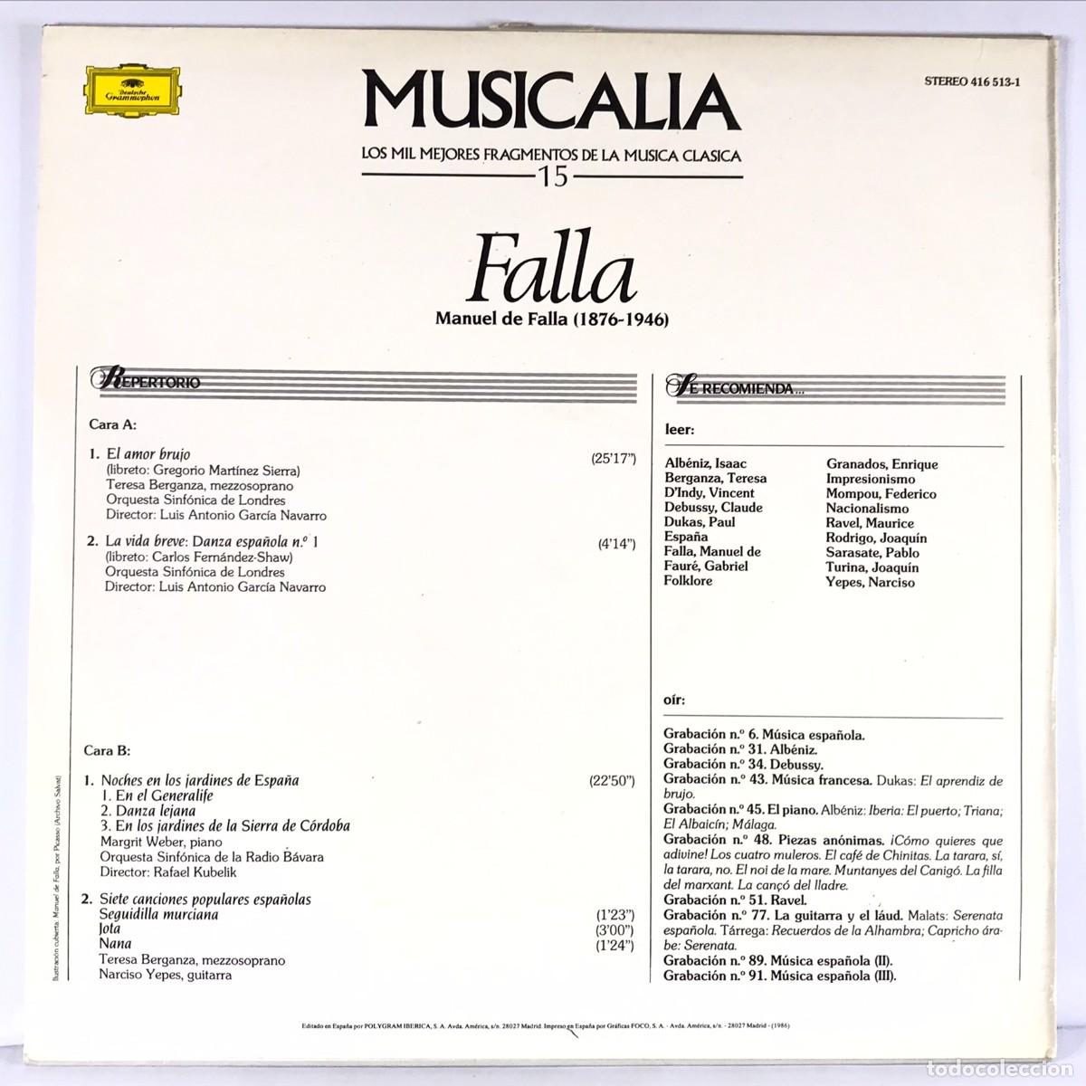 Discos de vinilo: MUSICALIA - SALVAT - DISCO N&ordm; 15. Falla - Foto 3