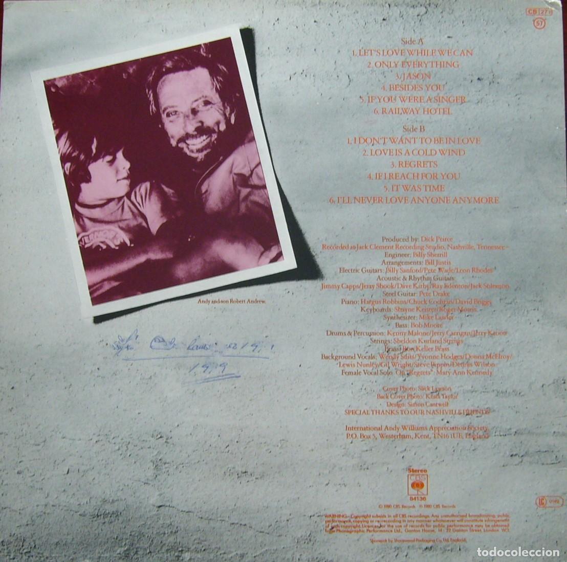 Discos de vinilo: ANDY WILLIAMS - LETS LOVE WHILE WE CAN (&uacute;nico en Todo Colecci&oacute;n) - Foto 2