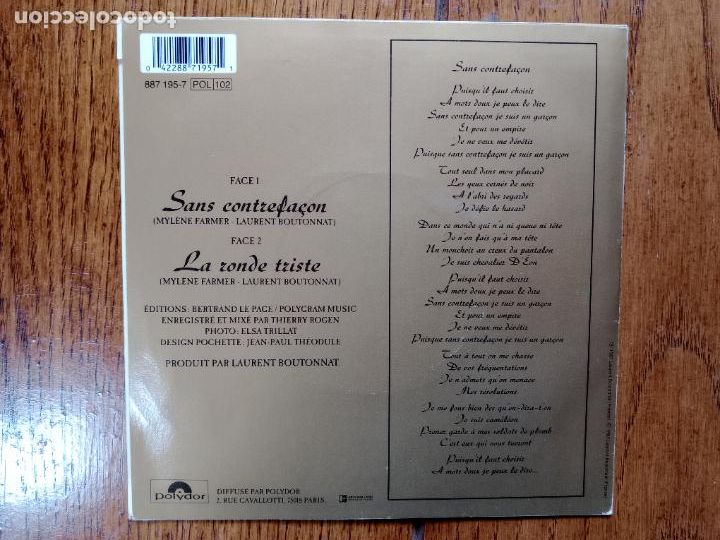 Discos de vinilo: Mylene Farmer - dans contrefacon + la ronde triste - Foto 2