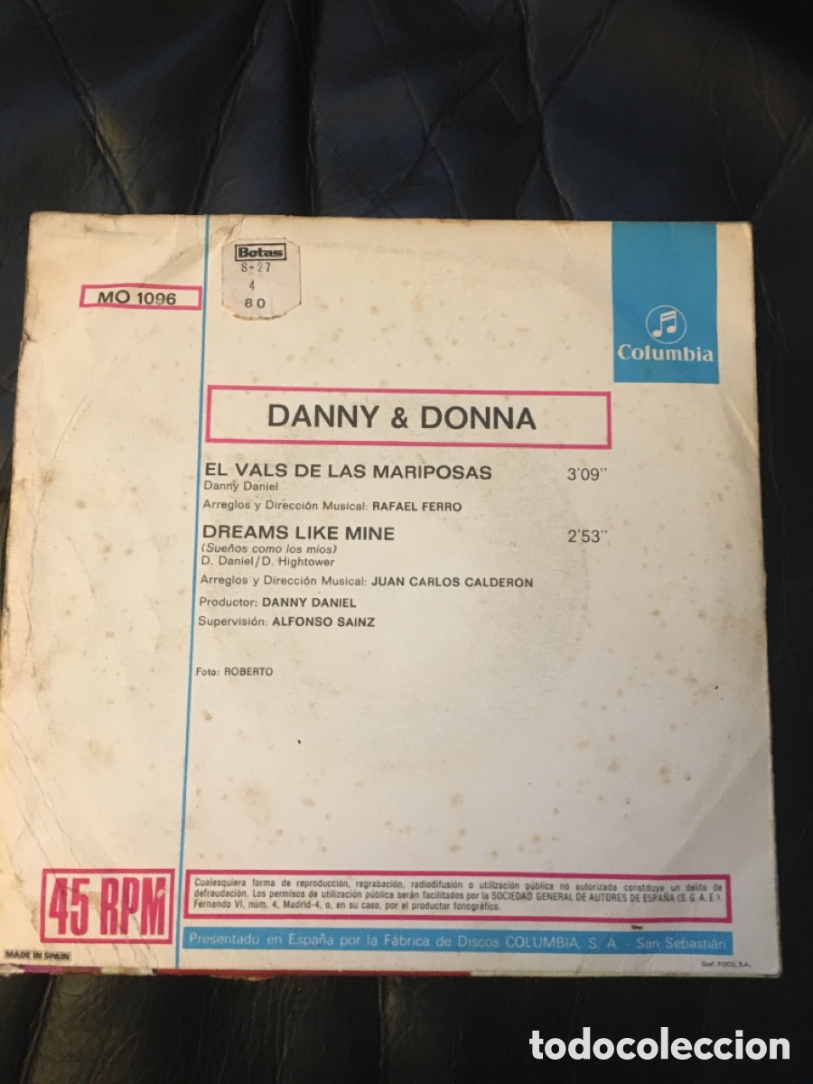 Discos de vinilo: Danny and Donna - El vals de las mariposas - Foto 2