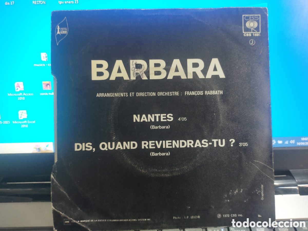 Discos de vinilo: Barbara single nantes Francia 1972 - Foto 2