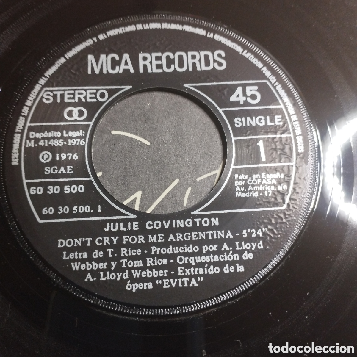 Discos de vinilo: Single 7&rdquo; Evita 1976 Opera Julie Covington. - Foto 3