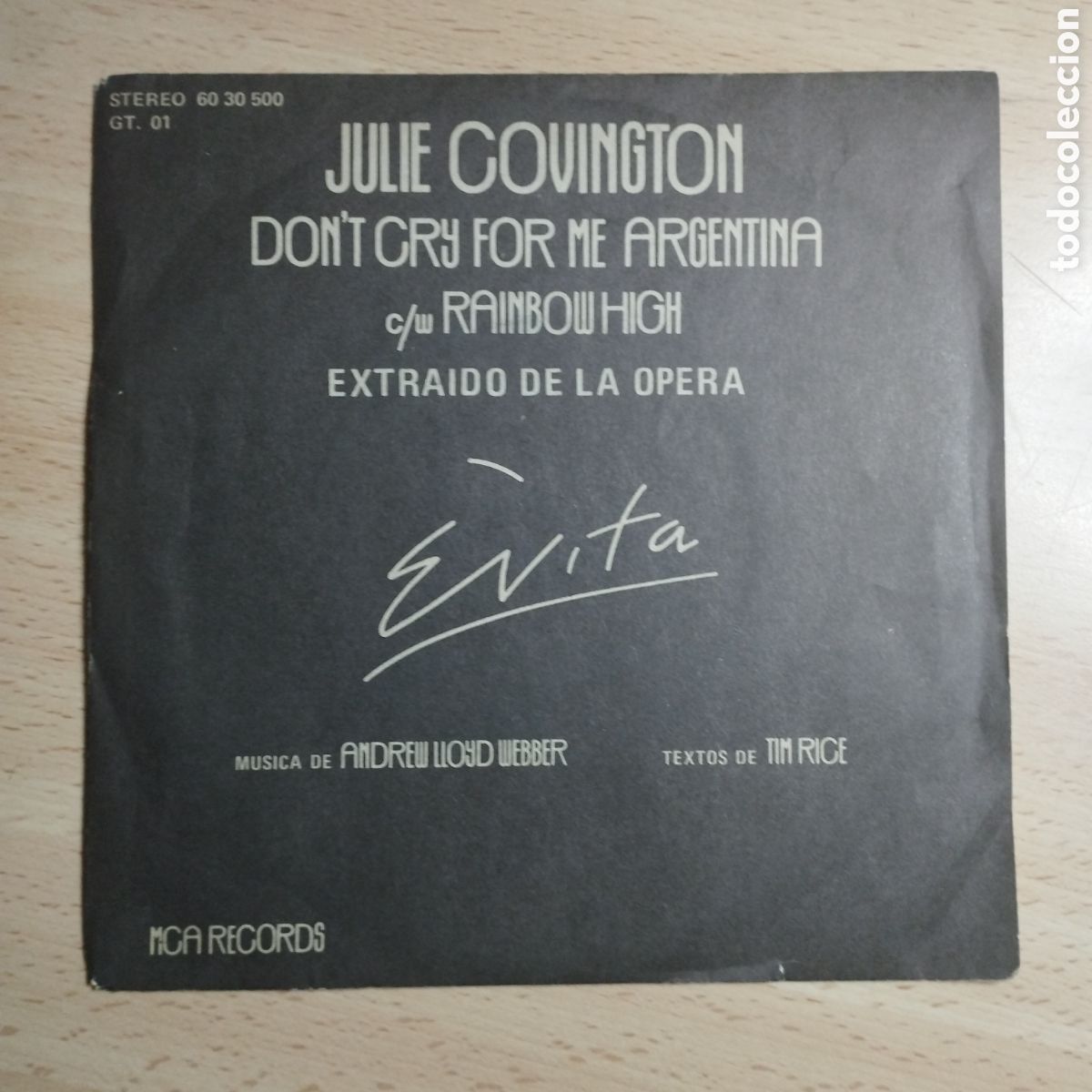 Discos de vinilo: Single 7&rdquo; Evita 1976 Opera Julie Covington. - Foto 1