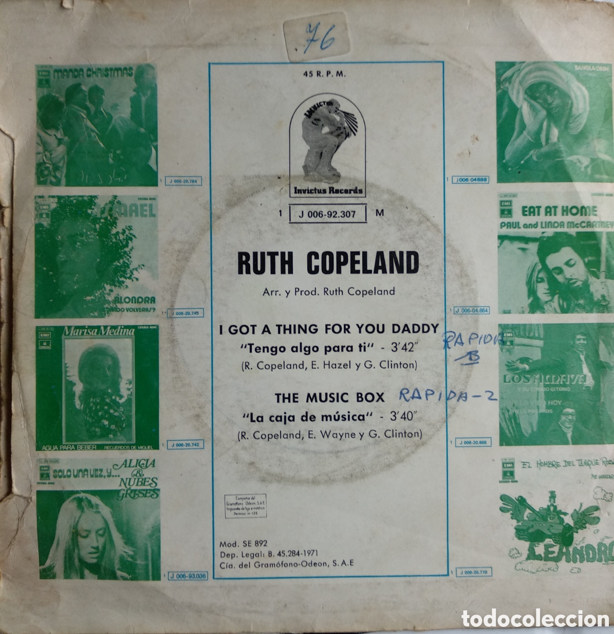 Discos de vinilo: *RUTH COPELAND, I GOT A THING, SPAIN, INVICTUS, 1971, CS.2 - Foto 2