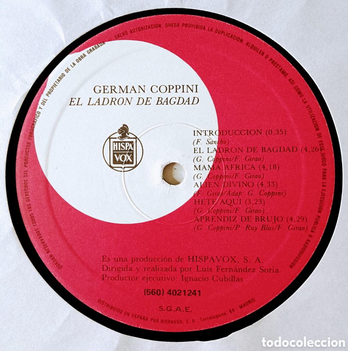 Discos de vinilo: Germ&aacute;n Coppini - El ladr&oacute;n de Bagdad, 1987 - Foto 5