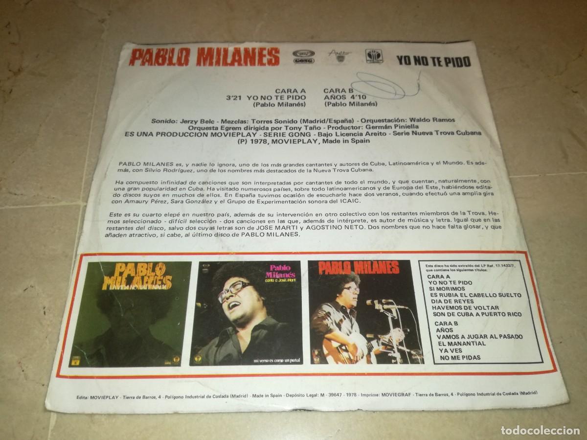 Discos de vinilo: PABLO MILANES-YO NO TE PIDO - Foto 2