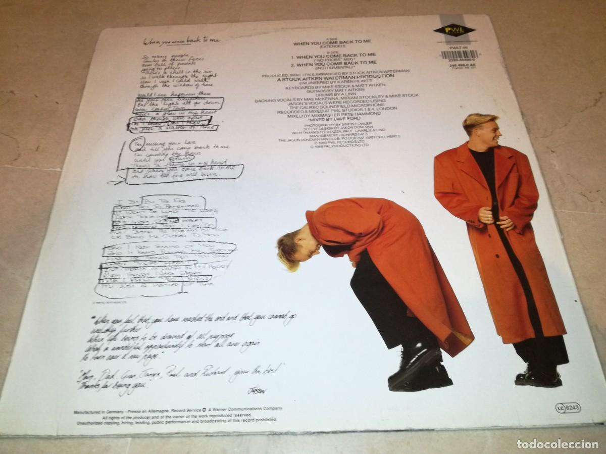 Discos de vinilo: JASON DONOVAN-WHEN YOU COME BACK TO ME - Foto 2