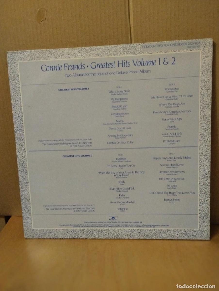Discos de vinilo: CONNIE FRANCIS ---- GREATEST HITS VOLUME 1 & 2 - Foto 2