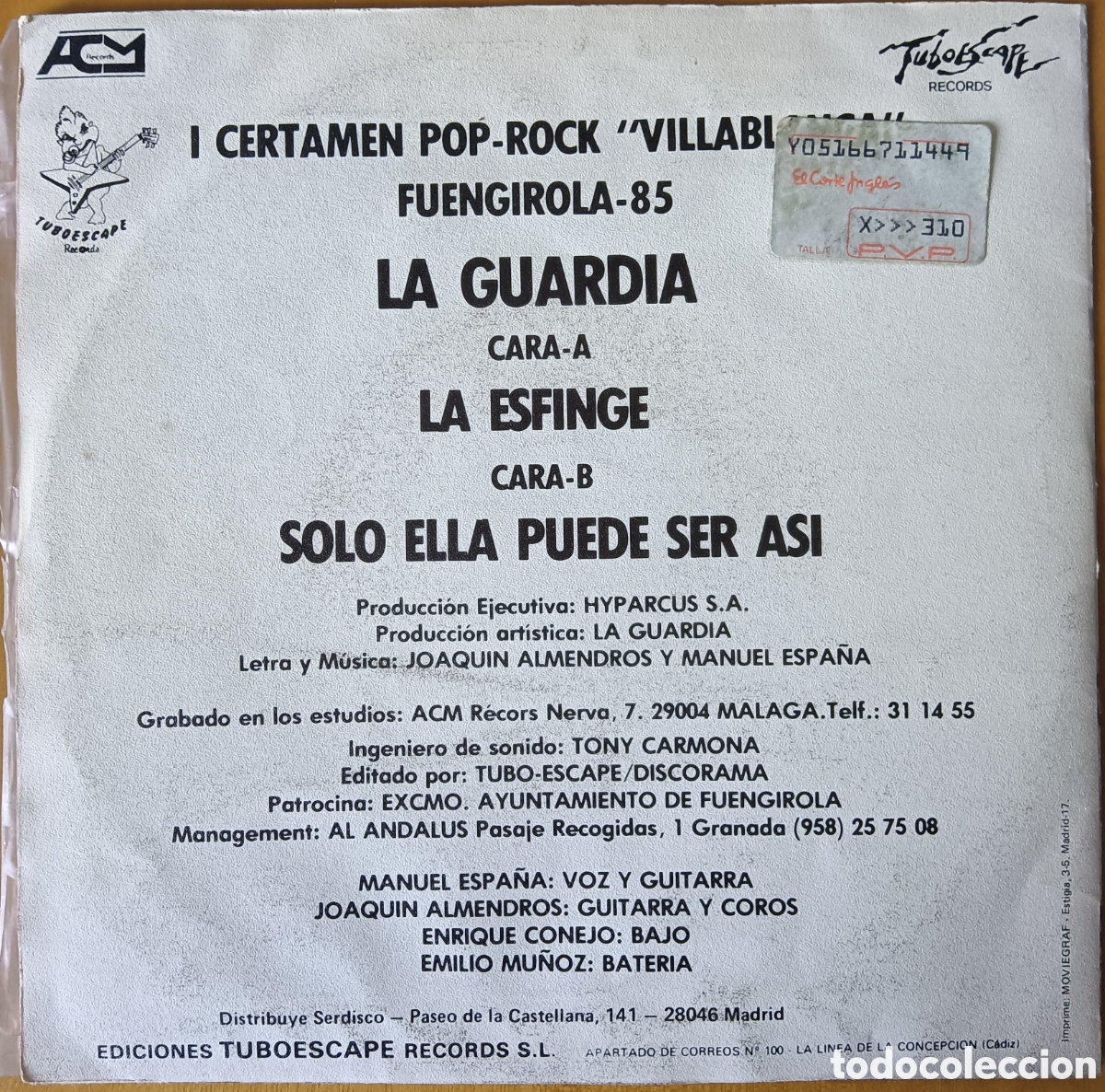 Discos de vinilo: La Guardia - La esfinge, 1985 - Foto 2