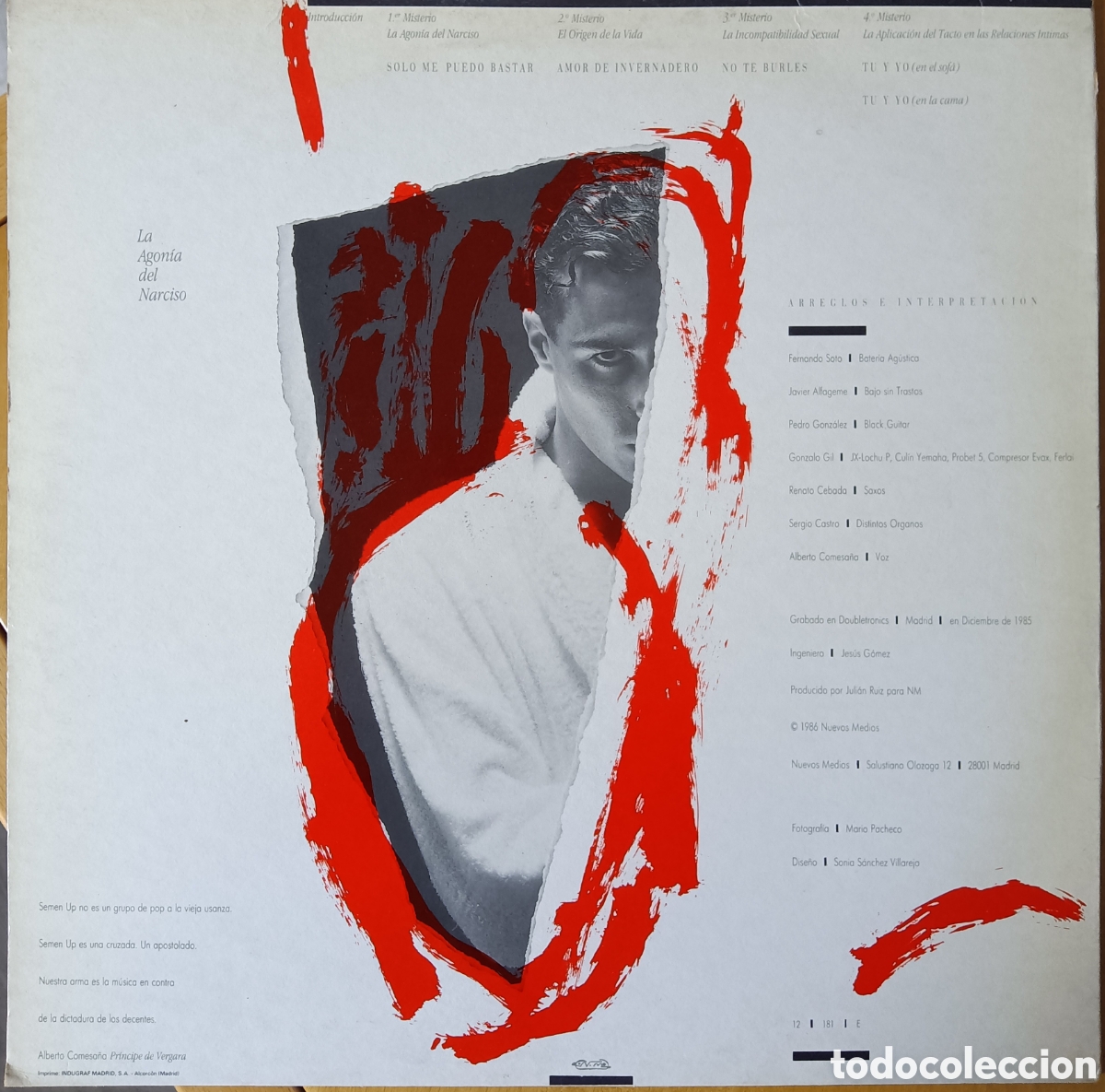 Discos de vinilo: Semen-Up - La Agon&iacute;a del Narciso, 1986 - Foto 2