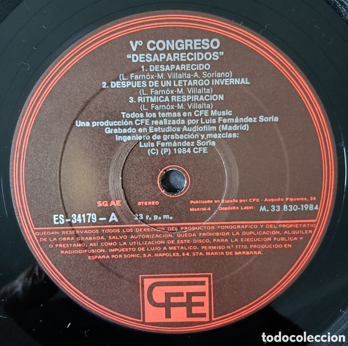 Discos de vinilo: V&deg; Congreso - Desaparecidos, 1984 - Foto 3