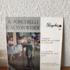 Discos de vinilo: A. PONCHIELLE / C.M. VON WEBER– DANZA DE LAS HORAS / INVITACIÓN AL VALS
