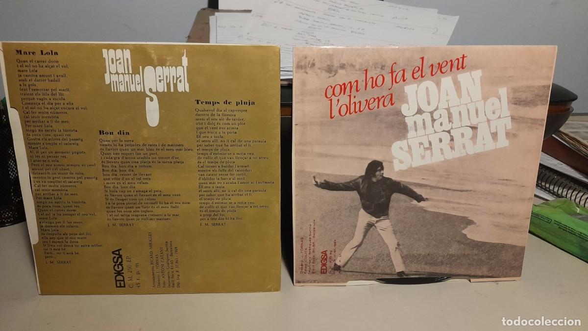 Discos de vinilo: 2 SINGLES DE JOAN MANUEL SERRAT : COM HO FA EL VENT + MARE LOLA - Foto 2