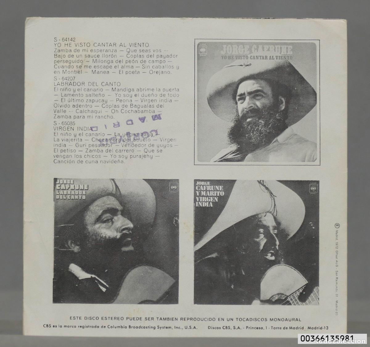 Discos de vinilo: SINGLE. Jorge Cafrune Y Marito &ndash; Virgen India - Foto 2