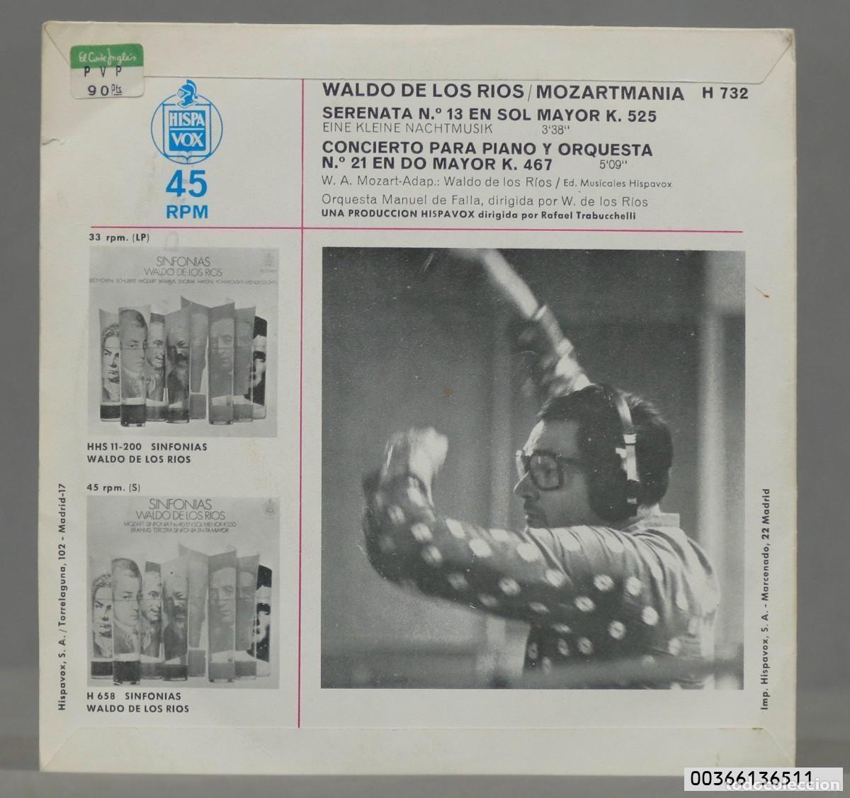 Discos de vinilo: SINGLE. Waldo De Los Rios &ndash; Mozartmania - Foto 2