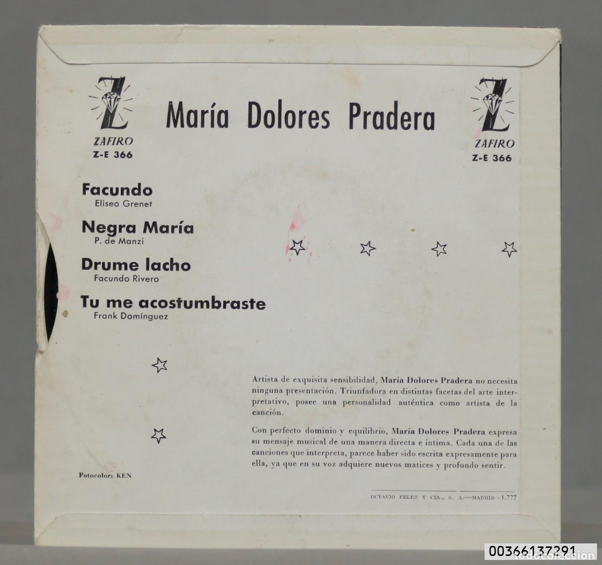 Discos de vinilo: EP. Mar&iacute;a Dolores Pradera &ndash; Facundo - Foto 2