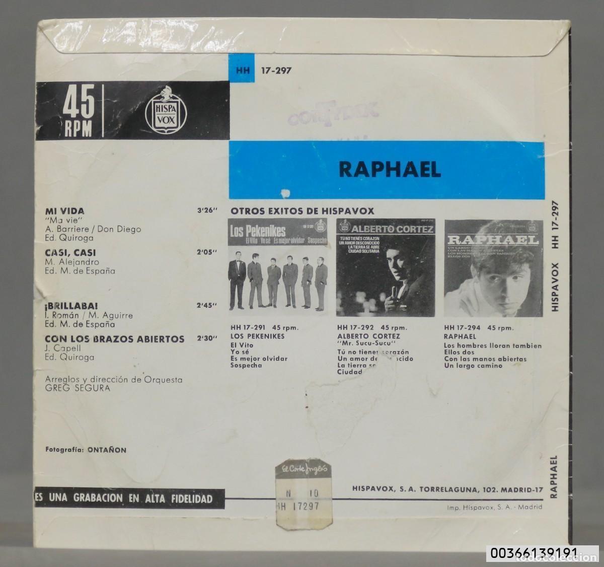 Discos de vinilo: EP. Raphael! &ndash; Ma Vie = Mi Vida - Foto 2