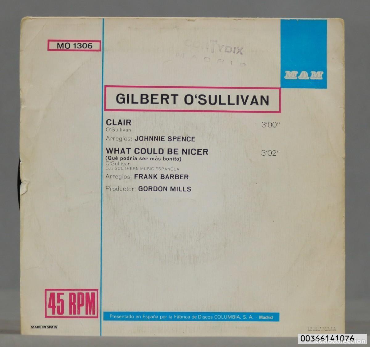 Discos de vinilo: SINGLE. Gilbert O&acute;Sullivan &ndash; Clair - Foto 2