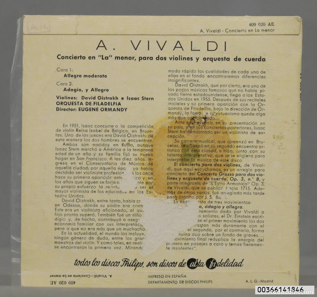 Discos de vinilo: SINGLE. STERN. VIVALDI. OISTRAKH - Foto 2