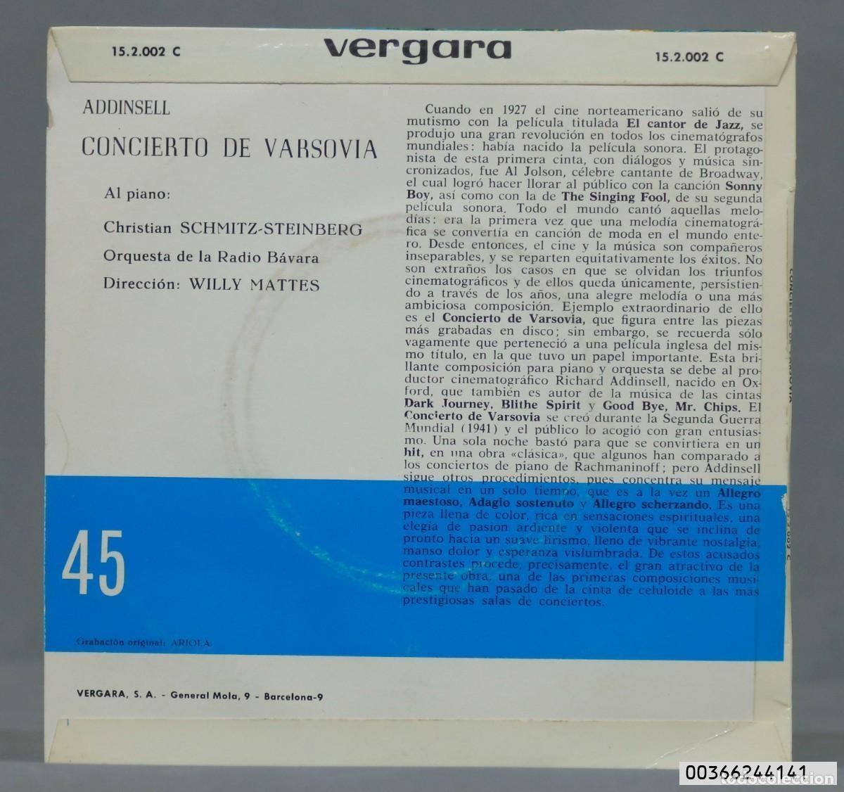 Discos de vinilo: SINGLE. Richard Addinsell &ndash; Concierto de Varsovia - Foto 2