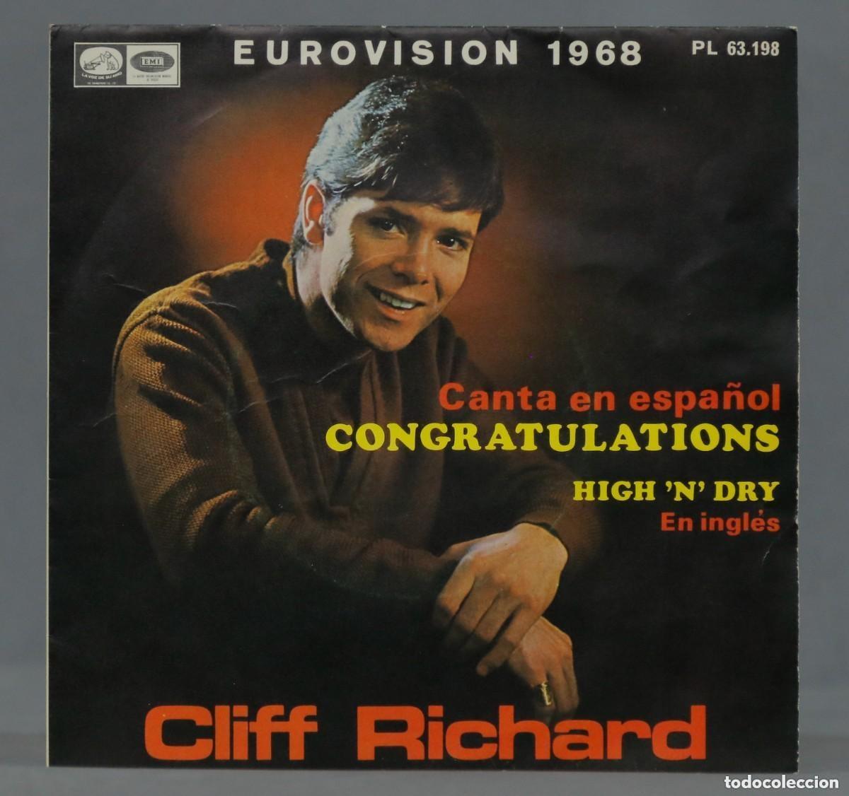 Discos de vinilo: SINGLE. CLIFF RICHARD. CONGRATULATIONS. EUROVISION 1968 - Foto 1
