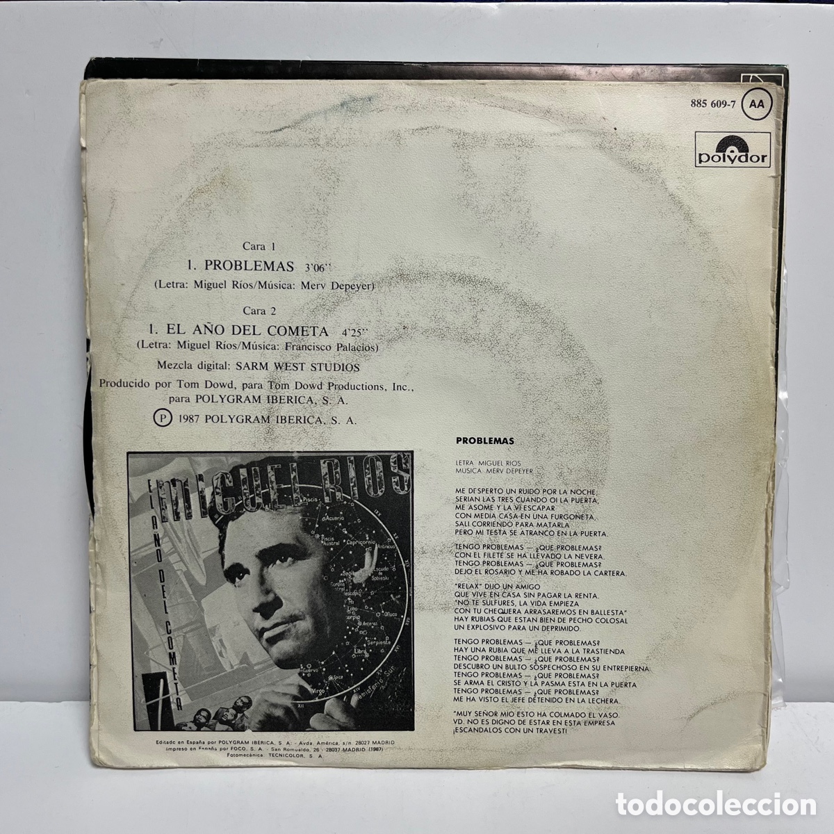 Discos de vinilo: Miguel R&iacute;os - Problemas (7&rdquo;, Single) - Foto 2