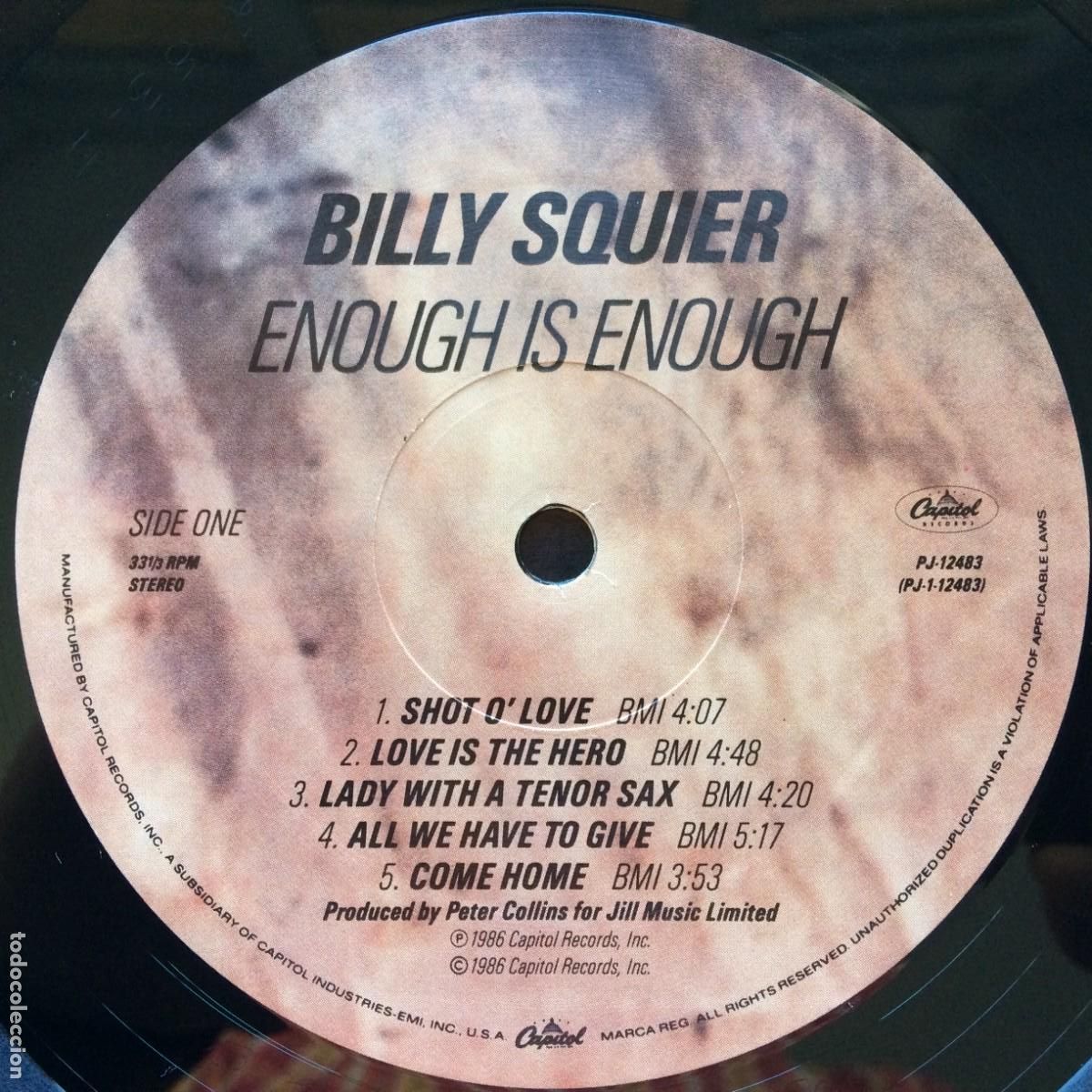 Discos de vinilo: Billy Squier &lrm;&ndash; Enough Is Enough , USA 1986 Capitol Records - Foto 5