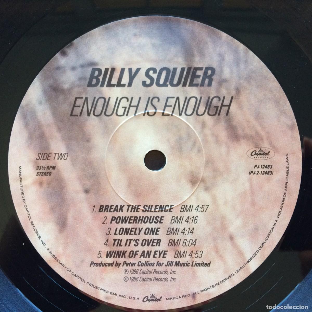 Discos de vinilo: Billy Squier &lrm;&ndash; Enough Is Enough , USA 1986 Capitol Records - Foto 6