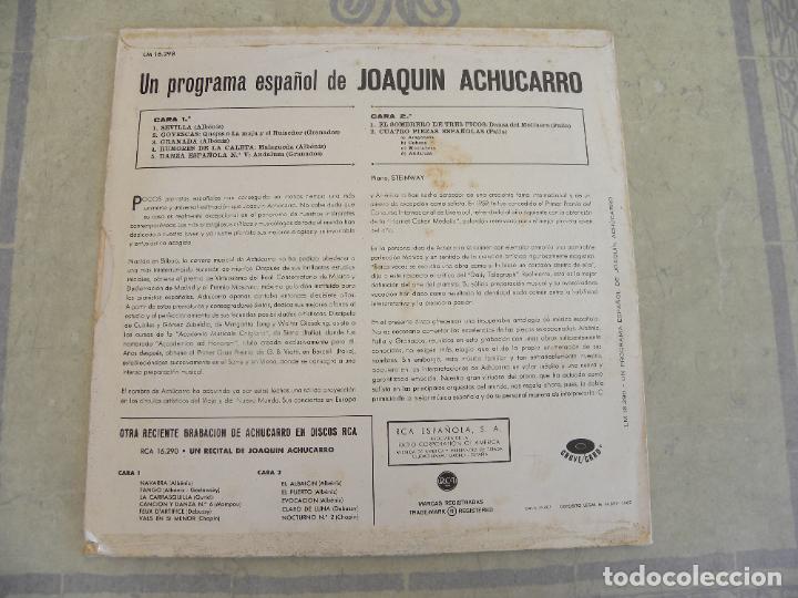 Discos de vinilo: JOAQUIN ACHUCARRO -UN PROGRAMA ESPA&Ntilde;OL DE -LP 1962 - Foto 2