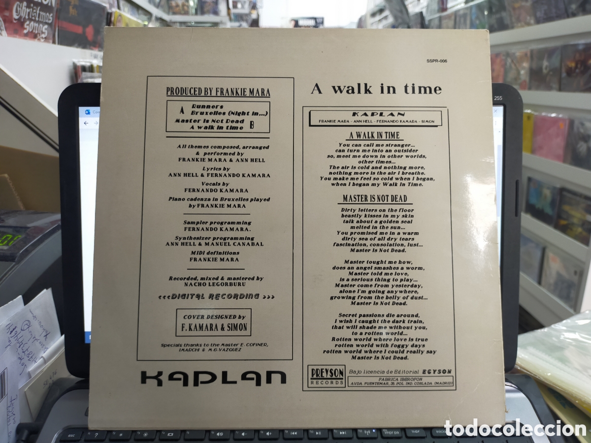 Discos de vinilo: Kaplan maxi a walk in time Espa&ntilde;a 1988 - Foto 2