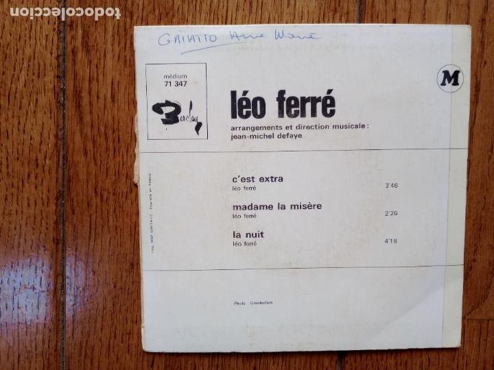 Discos de vinilo: Leo Ferre - cest extra + la nuit + madame la misere - Foto 2