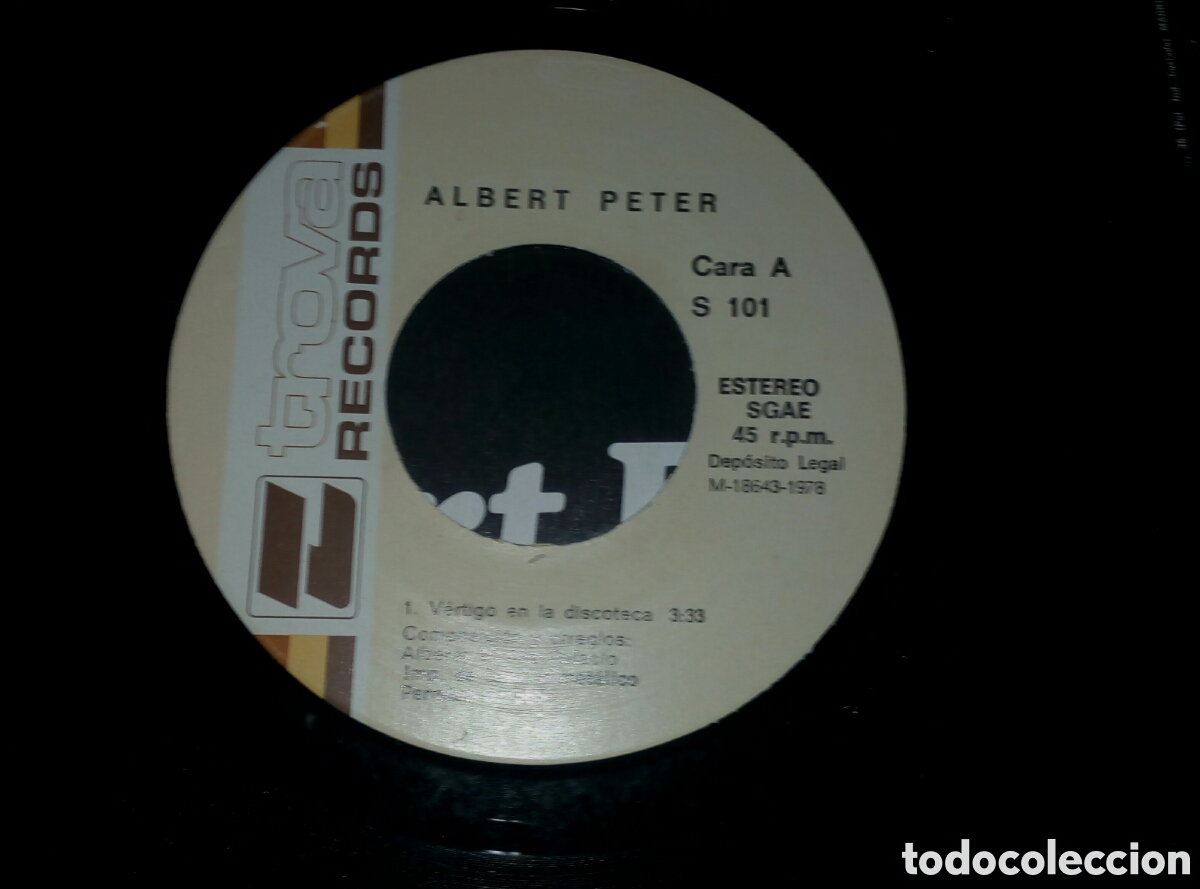 Discos de vinilo: ALBERT PETER - V&Eacute;RTIGO EN LA DISCOTECA. SINGLE A&Ntilde;O 1978 - Foto 3