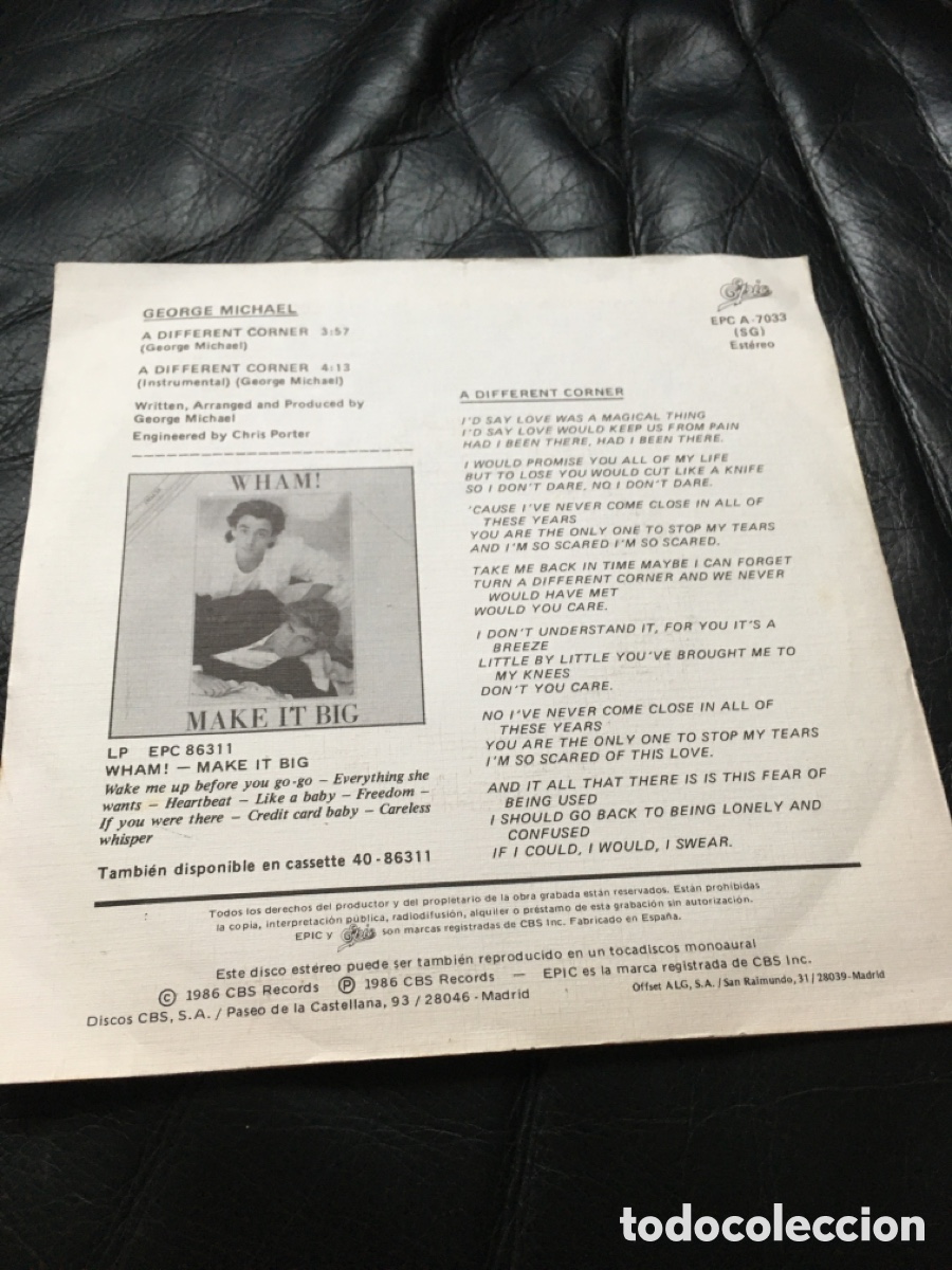 Discos de vinilo: George Michael - A different corner single - Foto 2