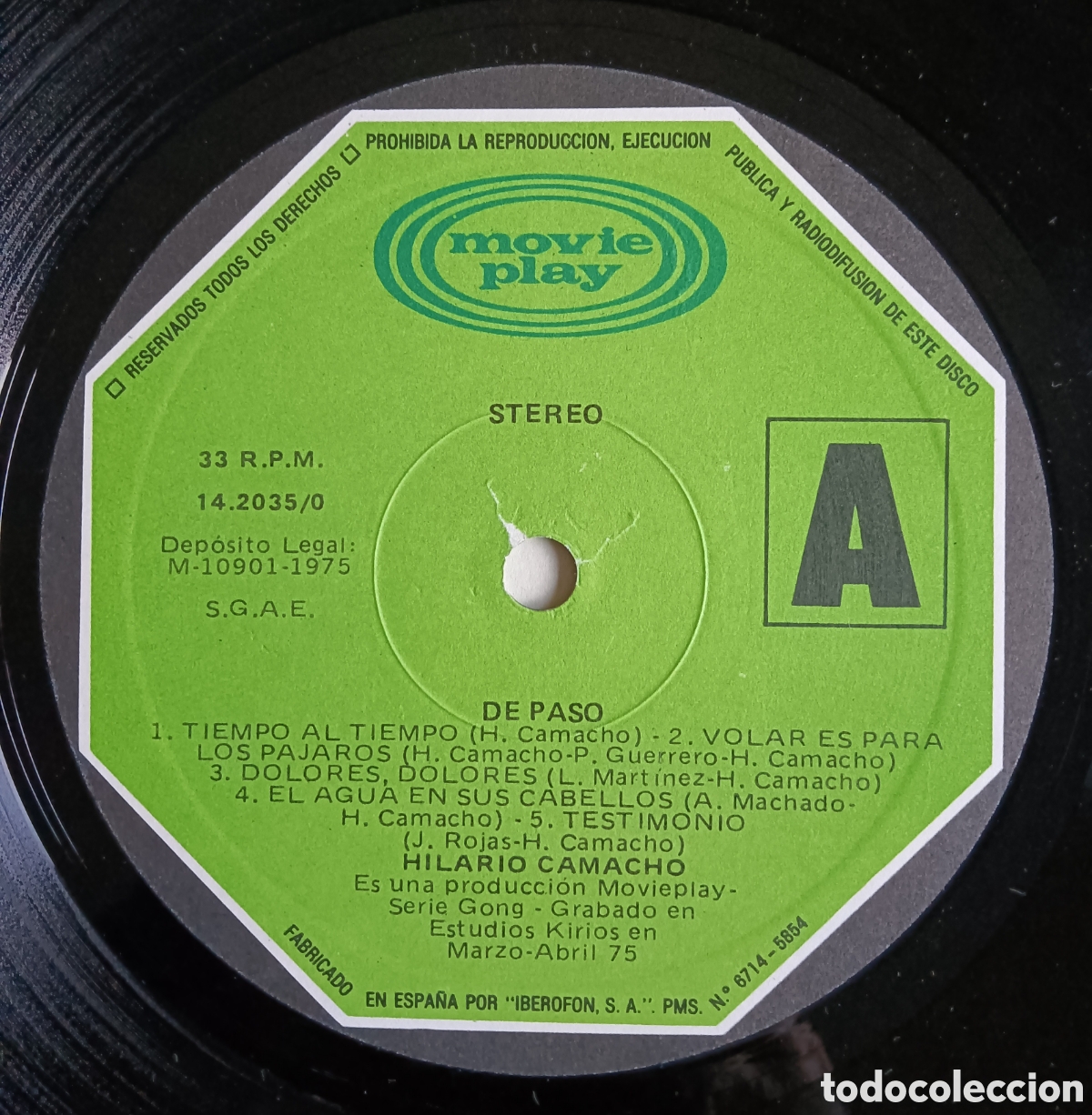 Discos de vinilo: Hilario Camacho, 1975 - De paso - Foto 3