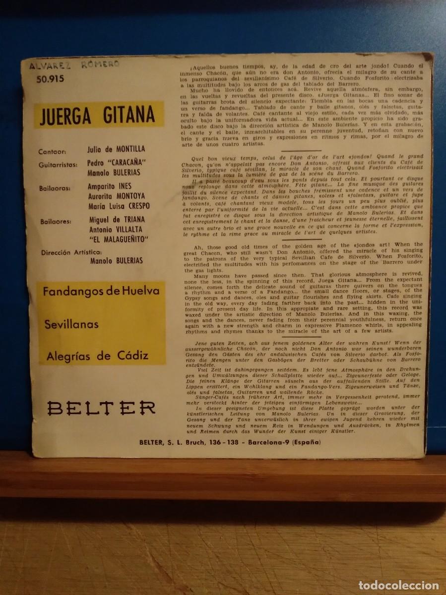 Discos de vinilo: JUERGA FLAMENCA / EP / GRUPO GITANO SACRAMONTE - Foto 2