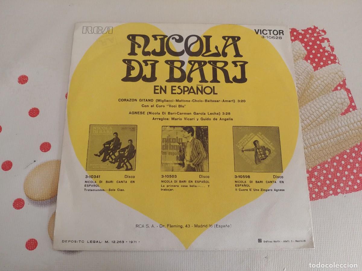 Discos de vinilo: NICOLA DI BARI-SINGLE CORZON GITANO-EN ESPA&Ntilde;OL - Foto 2