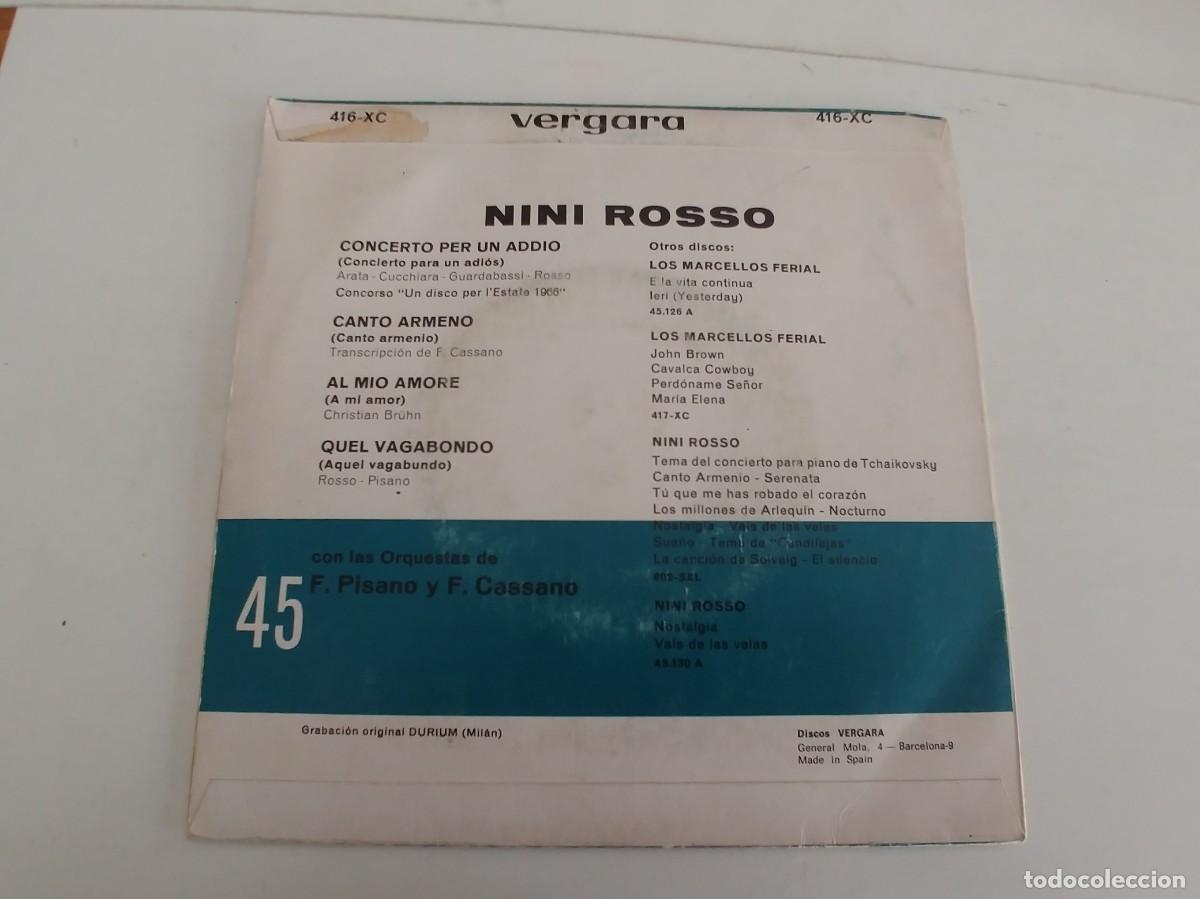 Discos de vinilo: NINI ROSSO-EP CONCERTO PER UN ADDIO +3 - Foto 2