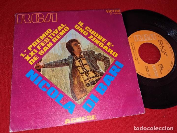 Discos de vinilo: NICOLA DI BARI Il cuore e uno zingaro/Agnese 7'' SINGLE 1971 RCA ESPA&Ntilde;A SPAIN