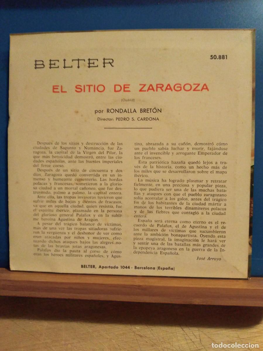 Discos de vinilo: SINGLE. EL SITIO DE ZARAGOZA, RONDALLA BRETON - Foto 2